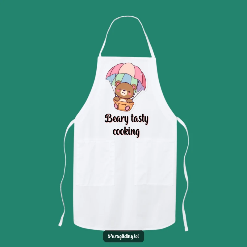 Funny Happy Bear Apron: Peaceful Parachute Chef's Wear for Relaxed Cooking