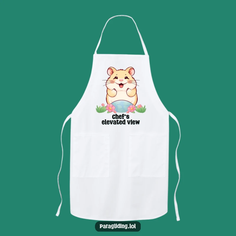 Funny Smiling Hamster World View Apron: Cook with a Higher Perspective
