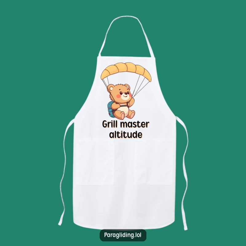 Funny Bear Cub Paragliding Apron: Cook with Amazing Views and Laughter