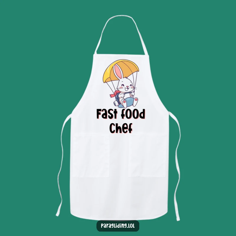 Funny Bunny Paragliding Apron: Cheerful Kitchen Wear for Daredevils & Funny Gift.