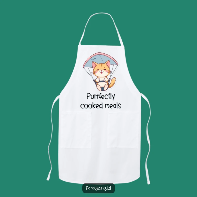 Funny Cat Paraglider Apron: Confident Chef's Sky Protection, Chic Funny Gift