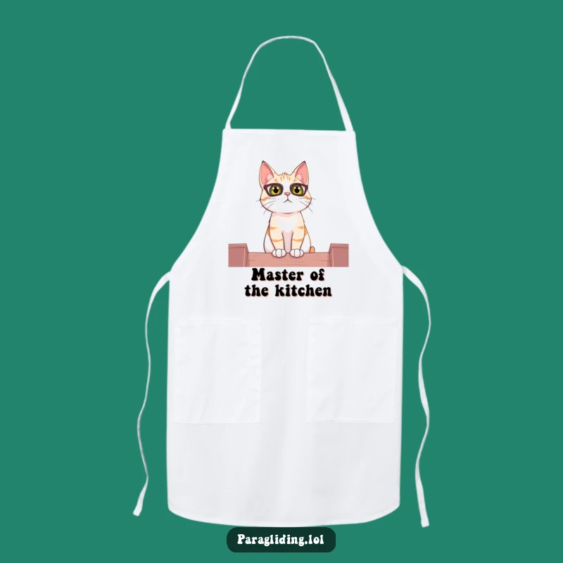 Funny Cat Perch Apron: Chef Cat Observing World - Hilarious Kitchen Gift