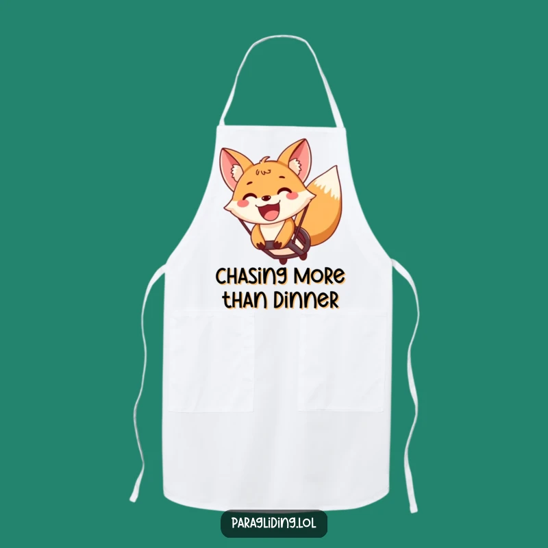 Funny Fox Paragliding Apron: Cook Up Fun with a Grinning Airborne Chef