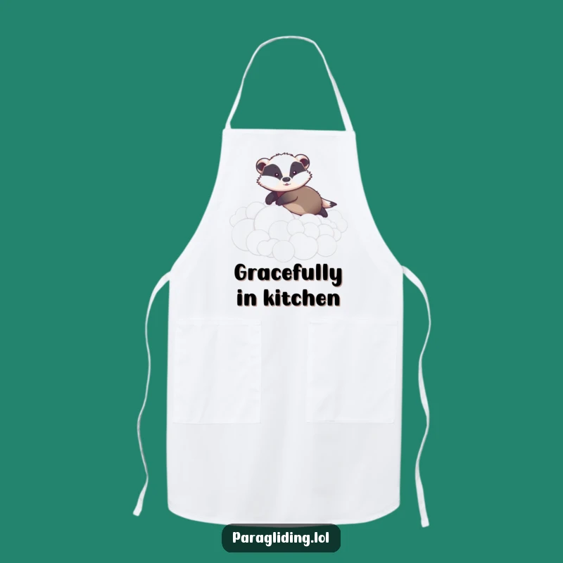Funny Graceful Badger Apron: Gentle Cloud Gliding Kitchen Fun