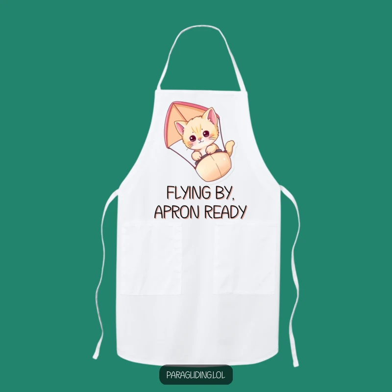 Funny Kitten Paraglider Apron: Culinary Adventures with Feline Flair Gift