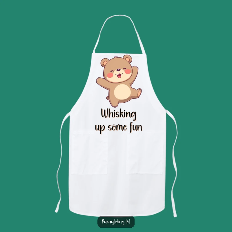 Funny Bear Paragliding Apron: Cook with Joyful Airborne Flair