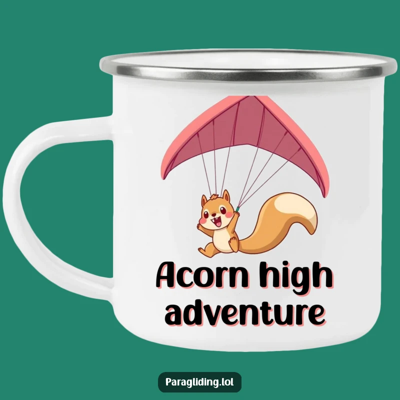 Funny Squirrel Paraglider Camping Mug: Excitement for Your Outdoor Adventures