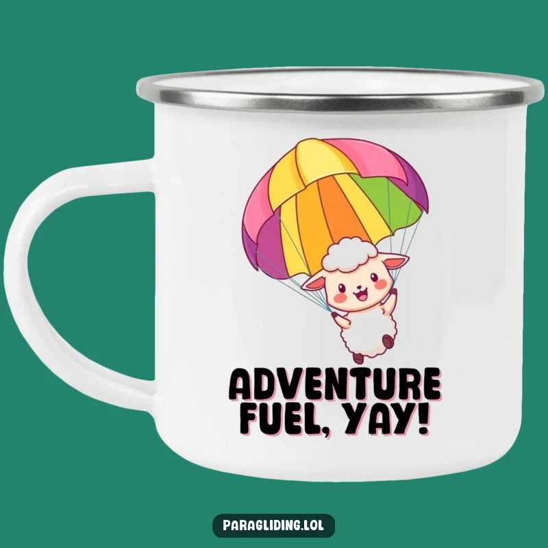 Funny Sheep Camp Mug: Joyful Flight, Perfect Outdoor Adventure Gift