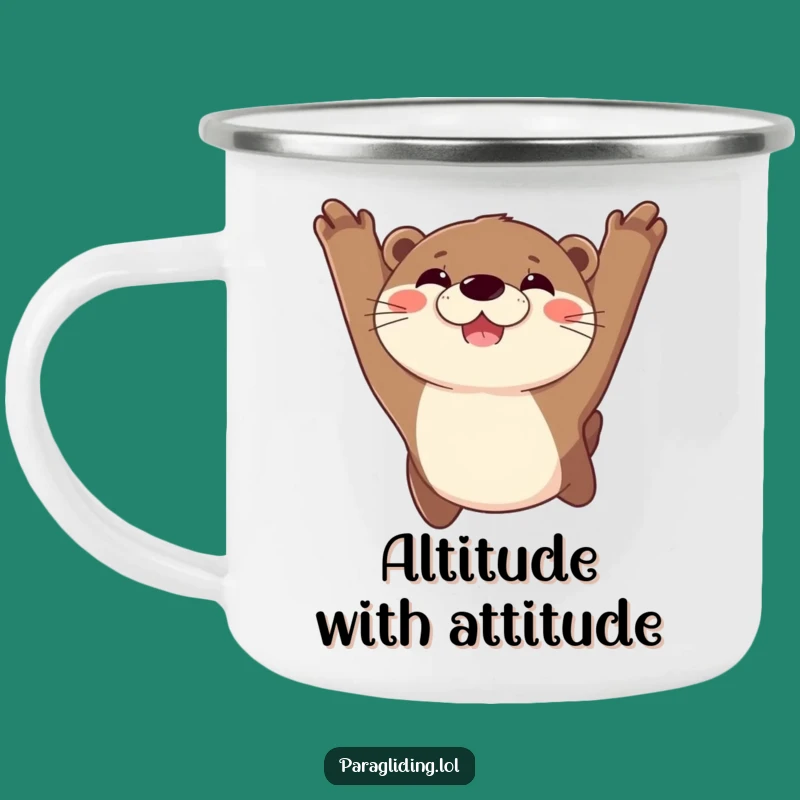 Funny Joyful Otter Camping Mug: Hilarious Sky Soaring Adventure Cup