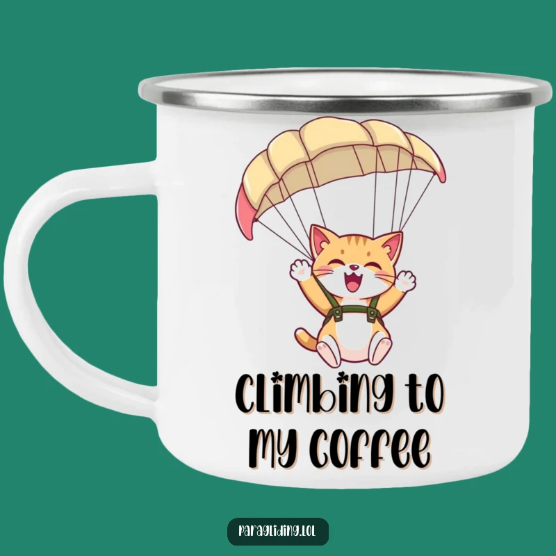 Durable Funny Cat Paraglider Camping Mug - Adventure Fuel for Joyful Campers