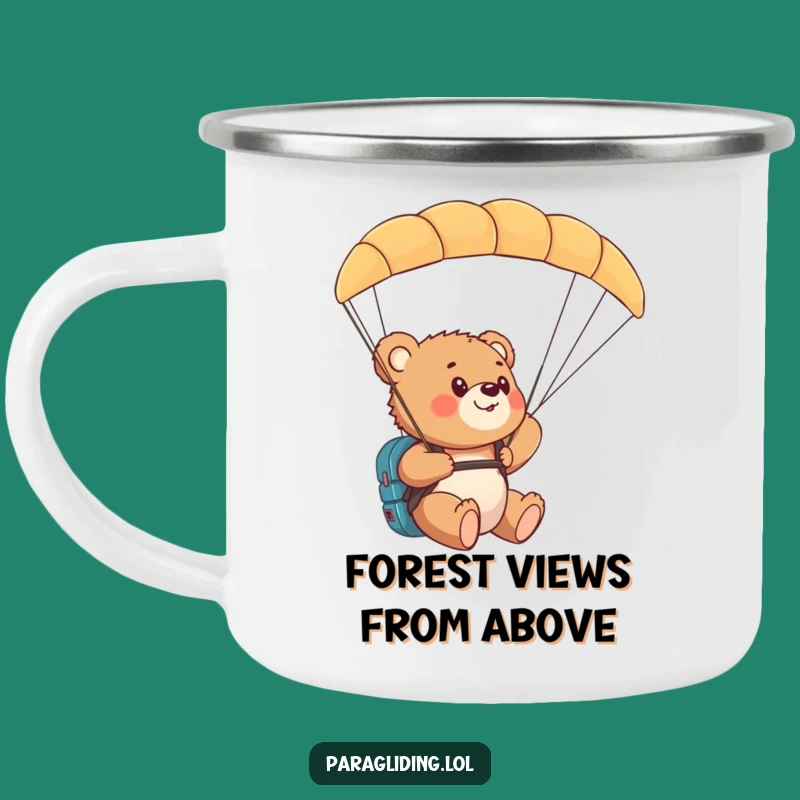 Funny Bear Cub Paragliding Camping Mug: Adventure Fuel with Amazing Views