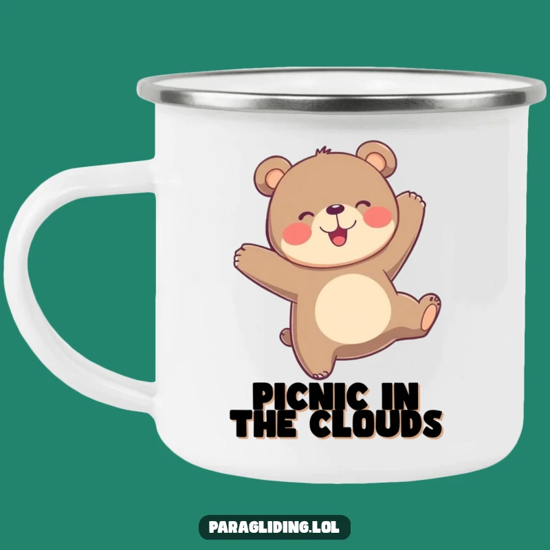 Funny Bear Paragliding Camping Mug: Your Joyful Adventure Companion