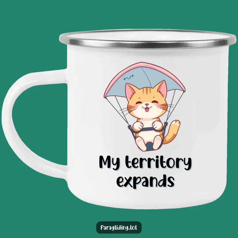 Funny Cat Paraglider Camping Mug: Confident Pilot's Outdoor Fun, Rugged Funny Gift