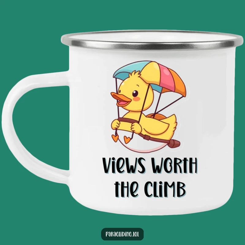 Funny Cheerful Duck Paragliding Camping Mug: Adventure Fuel for Every Scene