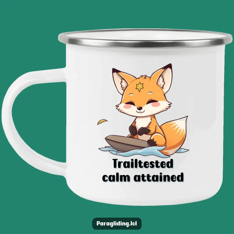 Funny Fox Paraglider Camping Mug: Serene Outdoor Adventures Gift