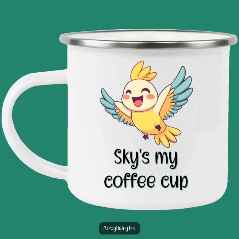 Funny Joyful Parrot Camping Mug: Grinning Bird for Happy Campfire Sips