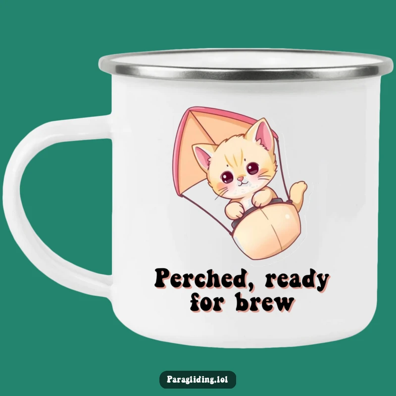 Funny Kitten Paraglider Camping Mug: Adventure Fuel for Feline Fans