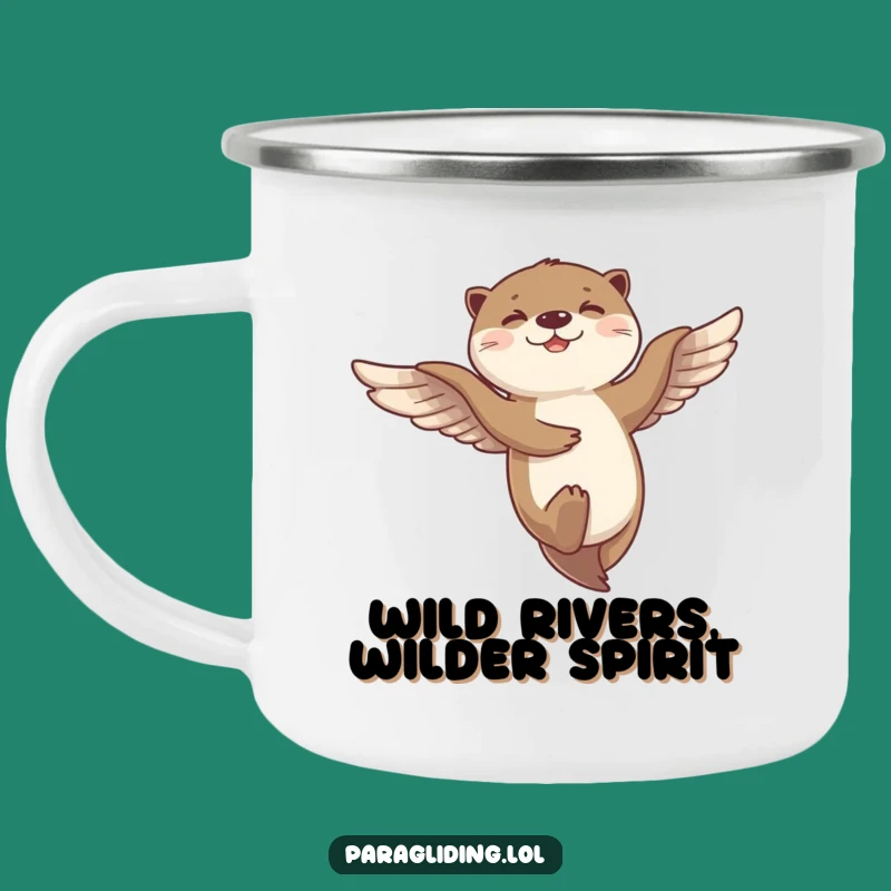 Funny Otter Flight Camping Mug: Giggling Dancer's Breeze Brew - Hilarious Adventure Gift