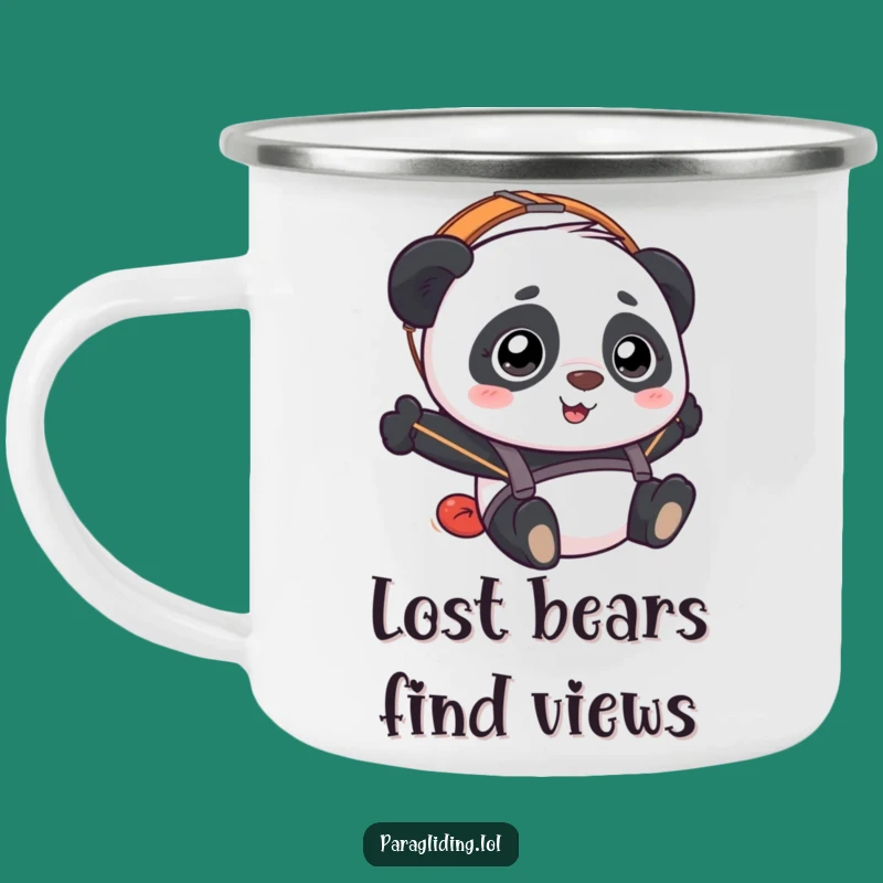 Funny Panda Paraglider Camping Mug: Bewildered Adventures Fuel