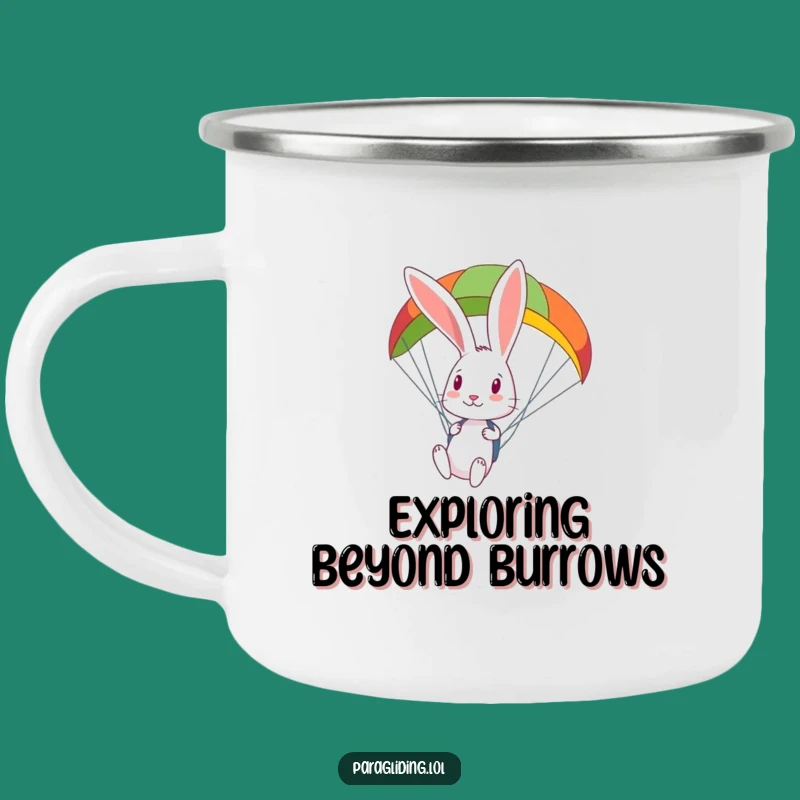 Funny Rabbit Paragliding Camping Mug: Sip with Curious Exploration