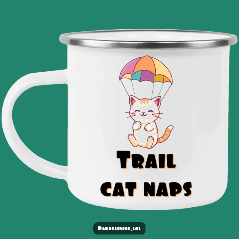 Funny Cat Paragliding Camping Mug: Adventure with Calm Feline Fun