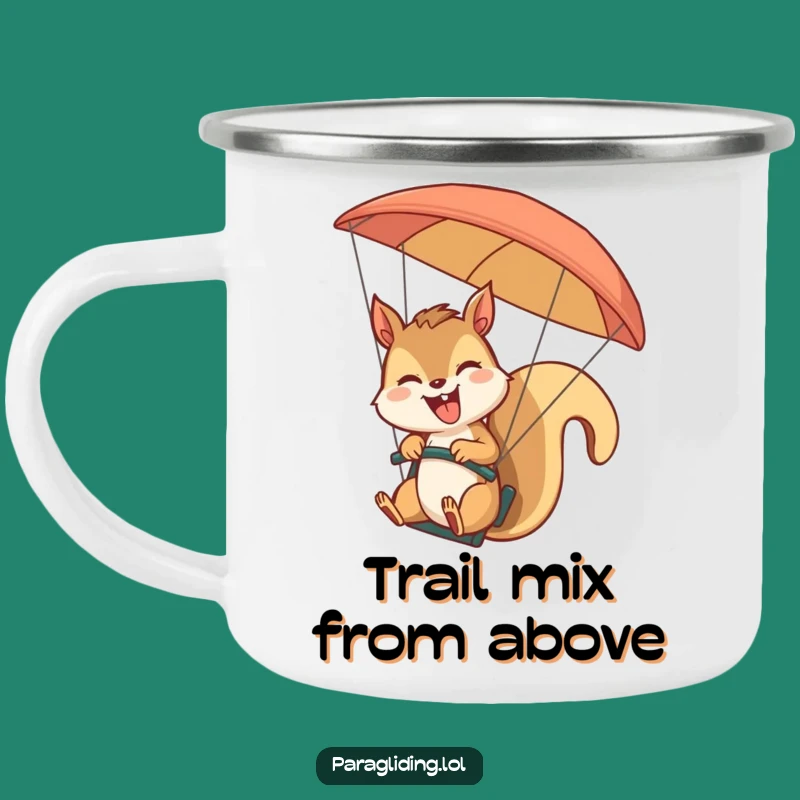 Funny Squirrel Paraglider Camping Mug: Giggling Pilot's Outdoor Fun, Rugged Funny Gift