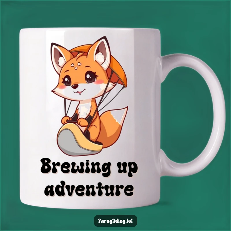 Funny Fox Paraglider Mug - Adventure Seeker Gift for Curious Minds