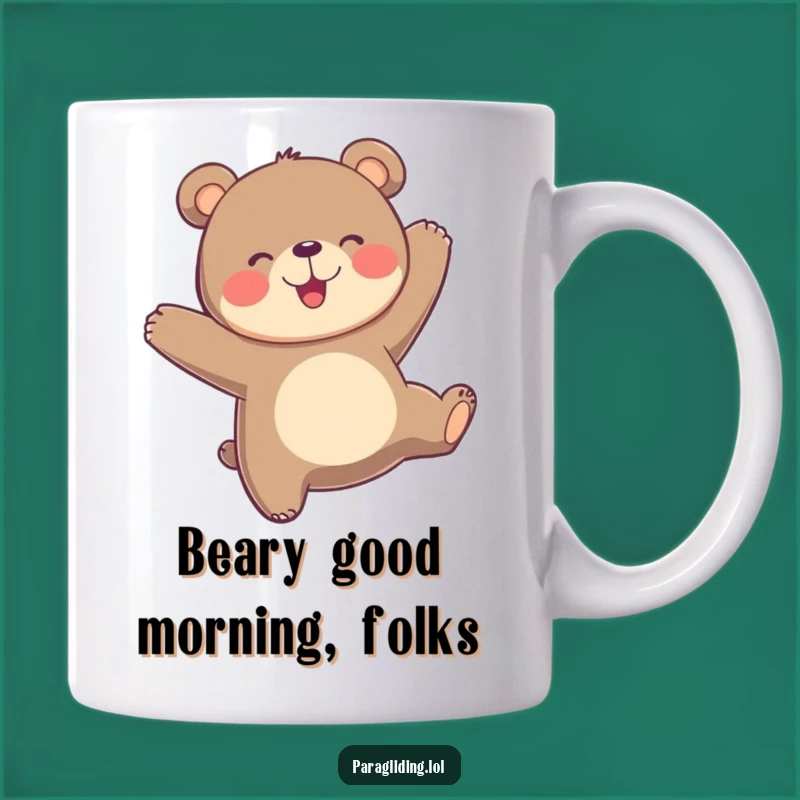 Funny Bear Paragliding Mug: Joyful Airborne Adventure Gift for Bear Lovers