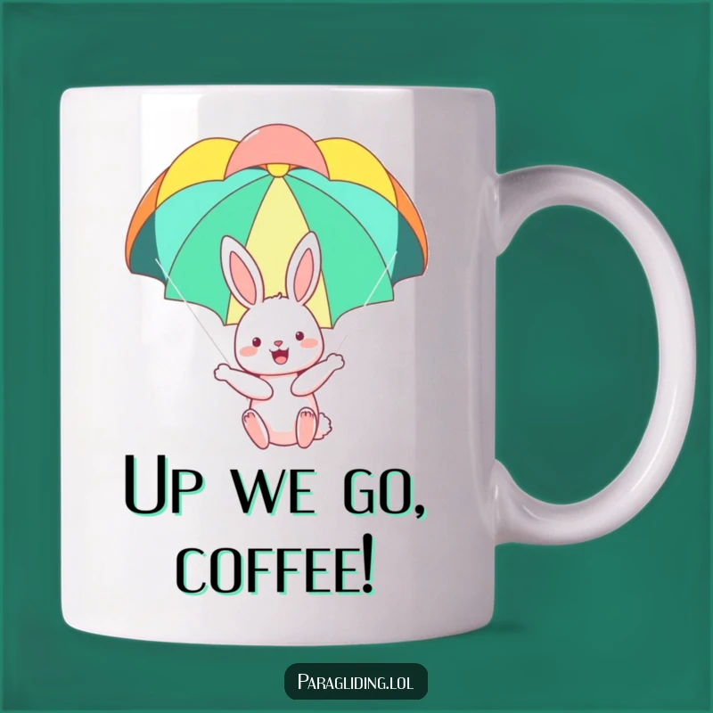 Funny Bunny Mug Gift: Happy Bunny Parachuting, Whimsical & Joyful Drinkware