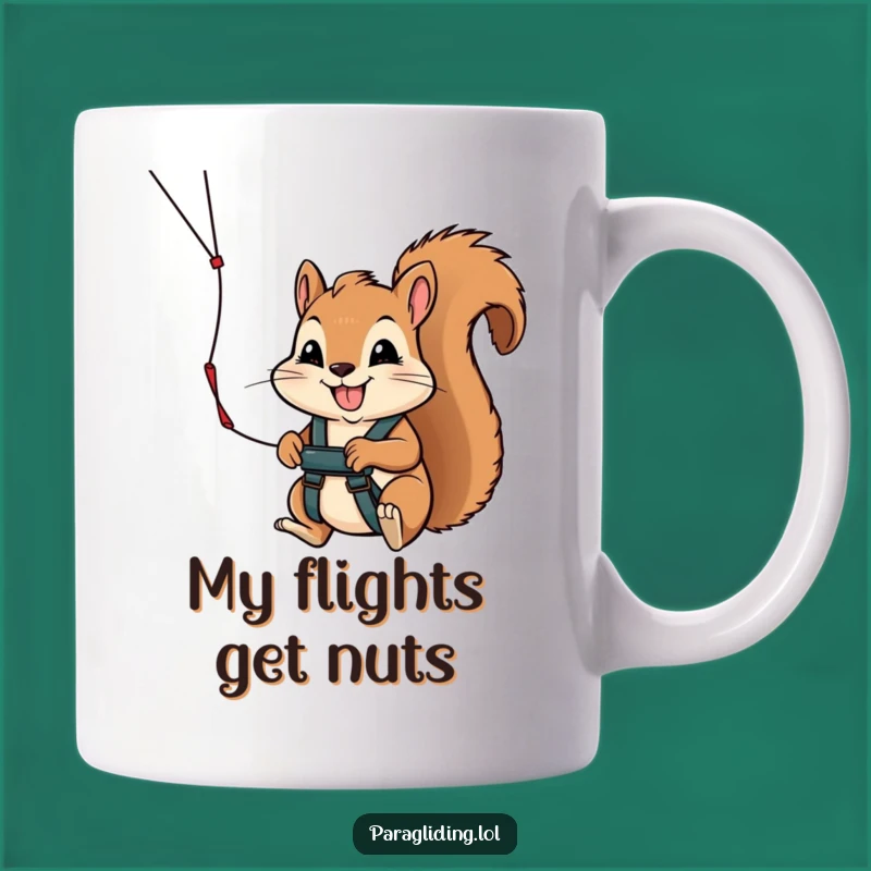 Funny Determined Squirrel Paragliding Mug - Perfect Adventure Gift for Thrill-Seekers