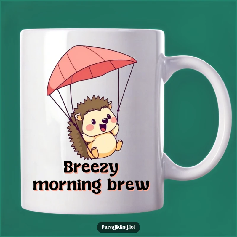 Funny Hedgehog Paraglider Mug: A Hilarious Gift for the Joyful Explorer