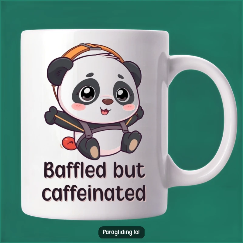 Funny Panda Paraglider Mug: Bewildered Joy Gift for Panda Lovers