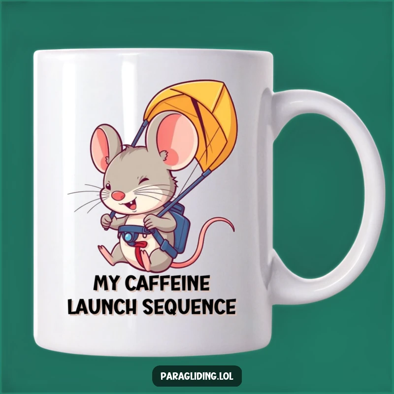 Funny Mouse Paraglider Mug: Determined Pilot Gift for Adventure Lovers