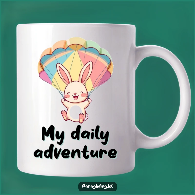Funny Bunny Parachute Mug - Joyful Cartoon Gift for Adventure Lovers