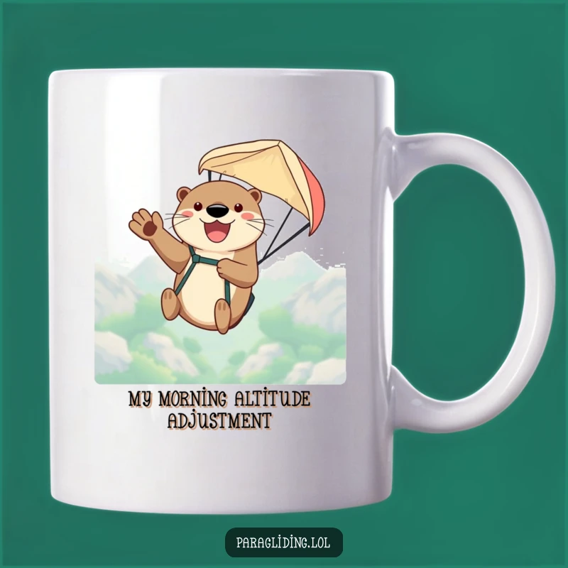 Funny Otter Paraglider Mug - Adorable Animal Flying High, Perfect Gift!