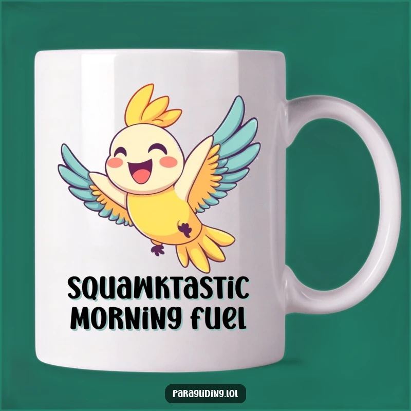 Funny Joyful Parrot Mug: Happy Soaring Bird Gift with a Grinning Smile