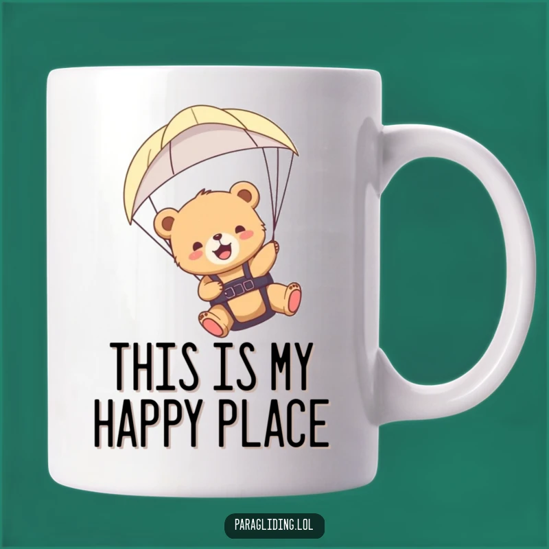 Funny Bear Paraglider Mug: Joyful Cub's Sky High Adventure Gift