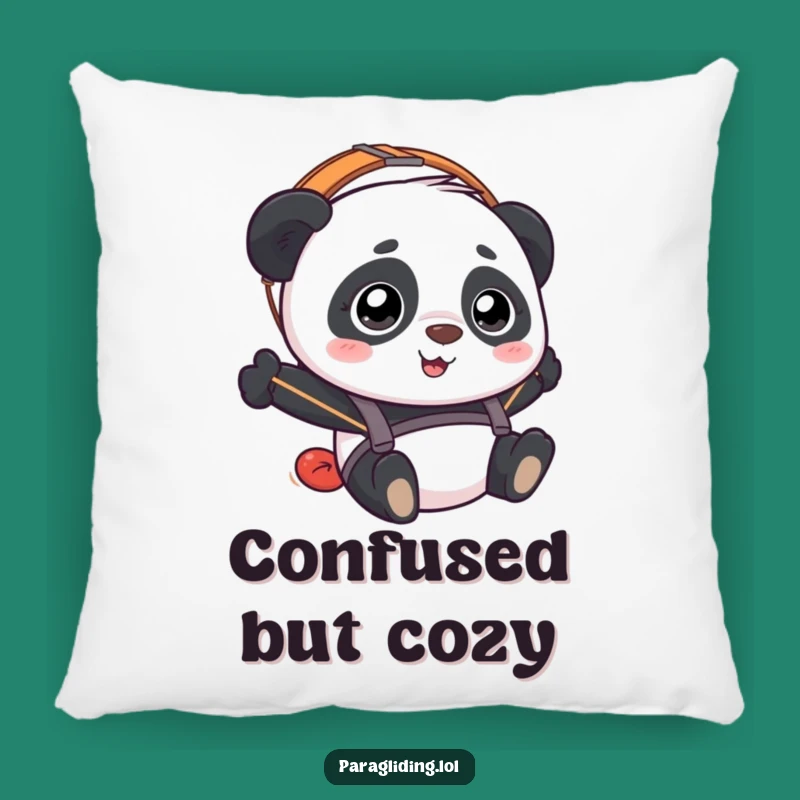 Funny Panda Paraglider Pillow: Cozy Bewildered Bear Comfort