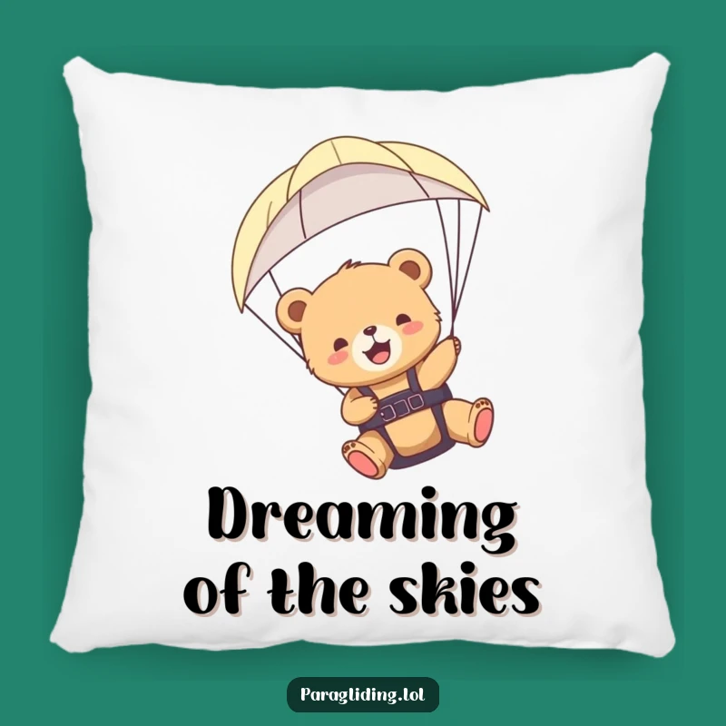 Funny Bear Cub Paraglider Pillow: Cozy Comfort with Sky-High Humor