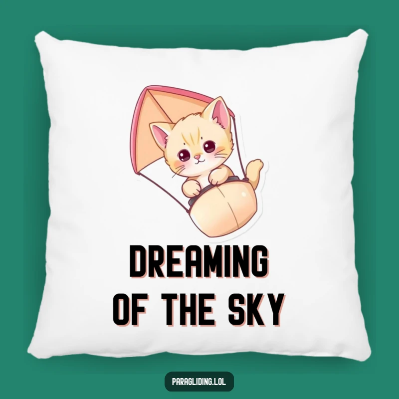 Funny Kitten Paraglider Pillow: Cute & Comfy Feline Adventure Accent