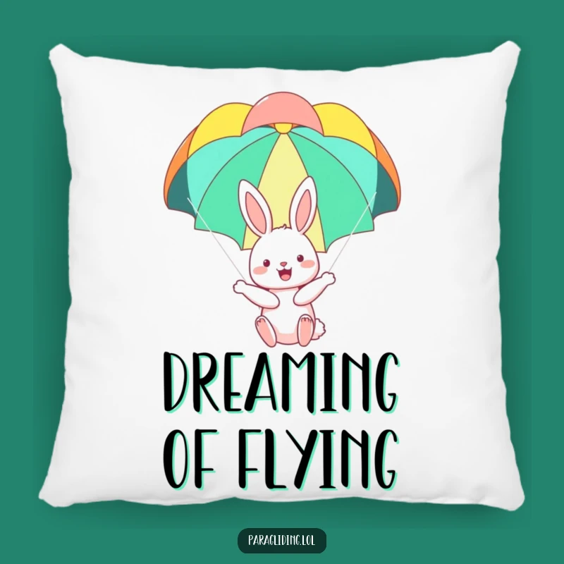 Funny Bunny Pillow: Happy Bunny Parachuting, Cozy Comfort with a Touch of Whimsy