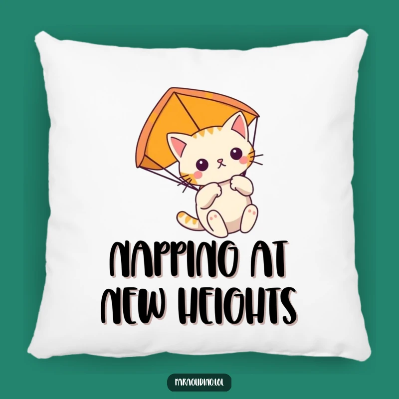 Funny Cat Paragliding Pillow: Comfy Support for Determined Dreamers