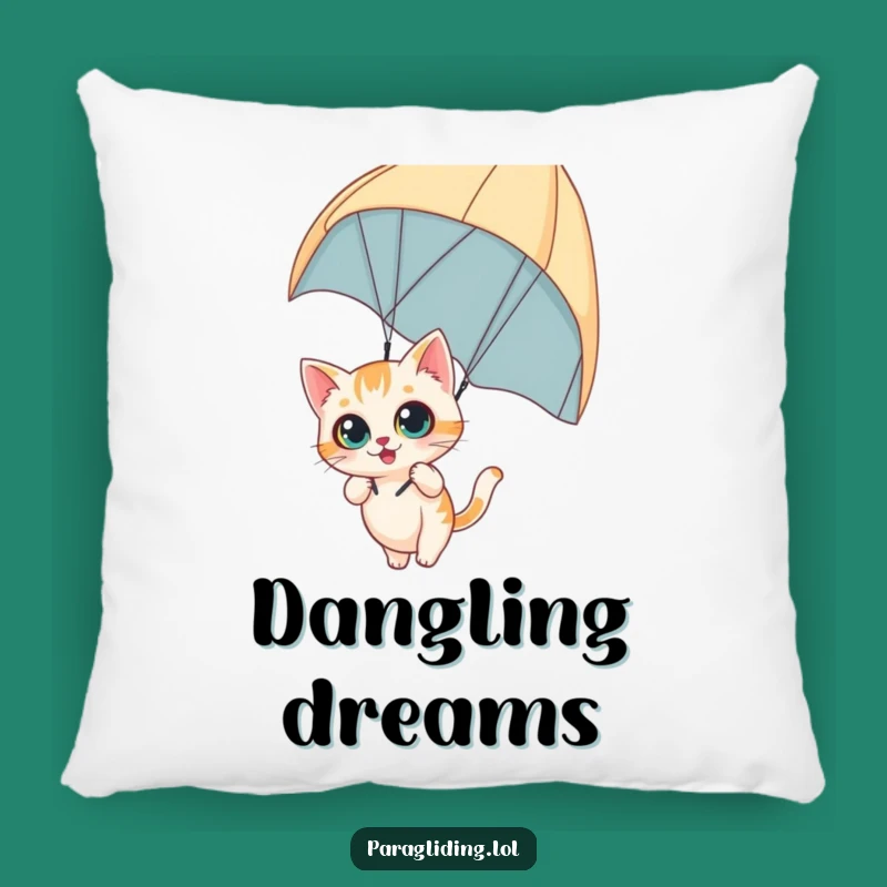 Funny Curious Cat Pillow: Cozy Paraglider Adventure Comfort