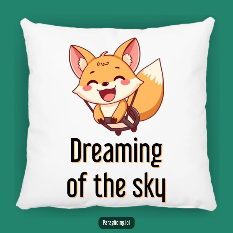 Funny Fox Paragliding Pillow: Snuggle Up with Airborne Joy and Grinning Adventure