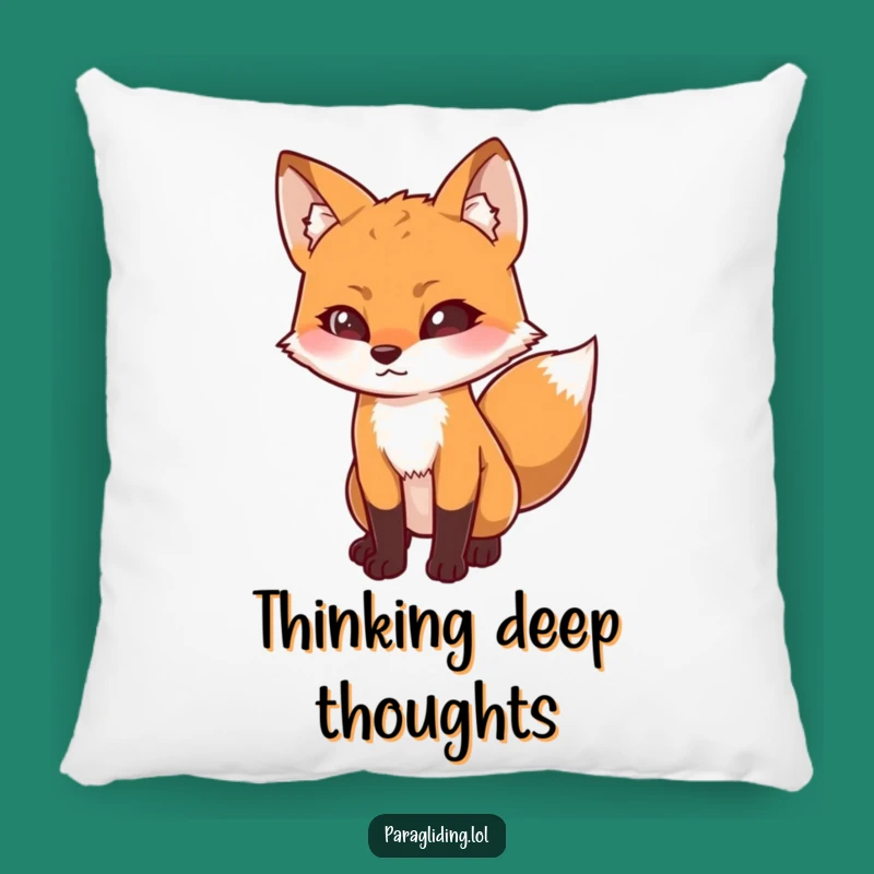 Funny Determined Fox Pillow: Cozy Curiosity Downward Gaze Comfort