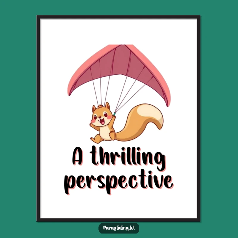Funny Squirrel Paraglider Digital Art Print: Instant Exciting Decor