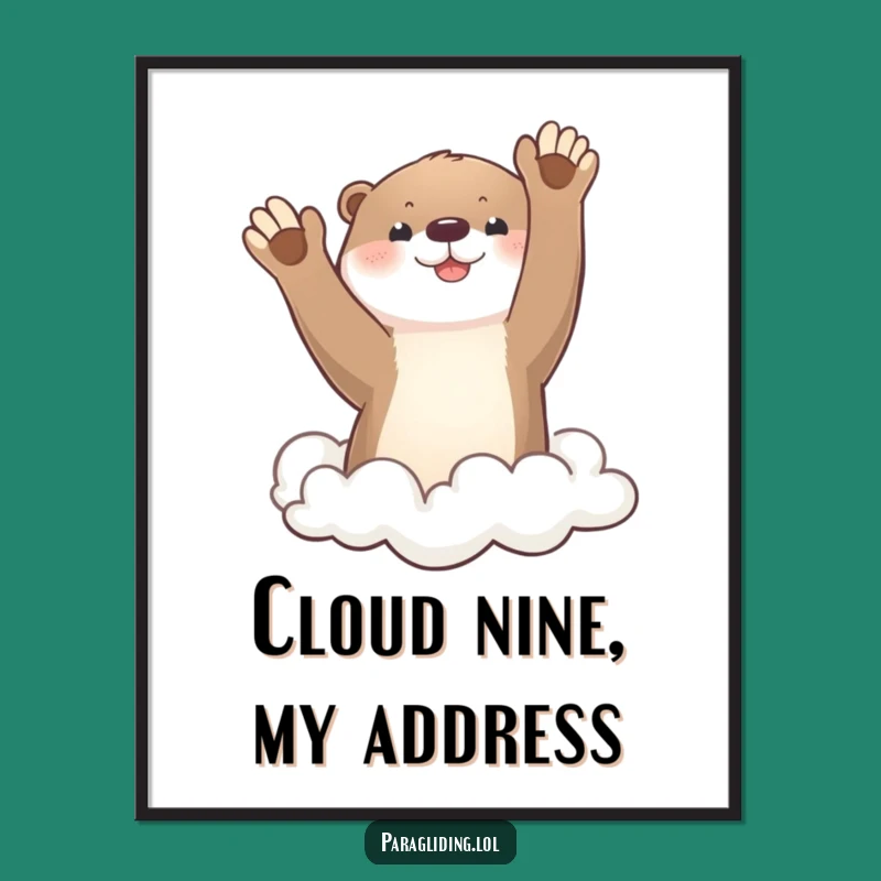 Funny Otter Cloud Wave Digital Art: Instant Joyful Decor
