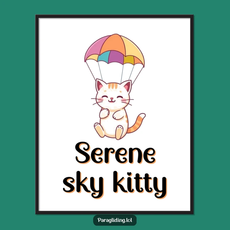 Funny Cat Paragliding Digital Art: Instant Serene Decor Download