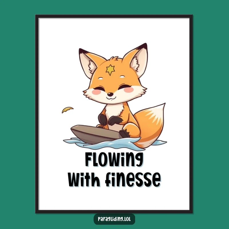 Funny Fox Paraglider Digital Art: Instant Serene Flight Download