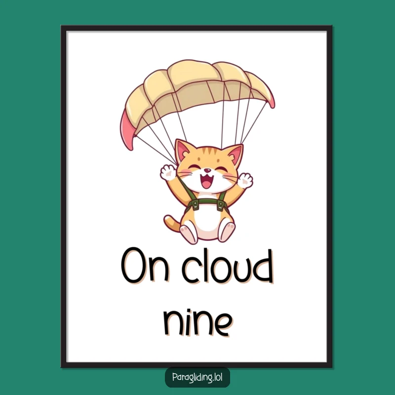 Funny Giggling Cat Paraglider Digital Art - Instant Joy for Your Walls